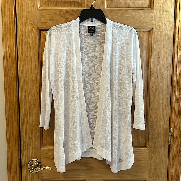 bobeau Sweaters - Bobeau - Pretty Cardigan - Open Front - Lightweight - White - Petite Small - SP